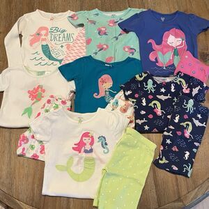 Carter's Gymboree Mermaid Pajamas Lot of 7 2-Pc Sets Fish Sealife Girls Size 3T